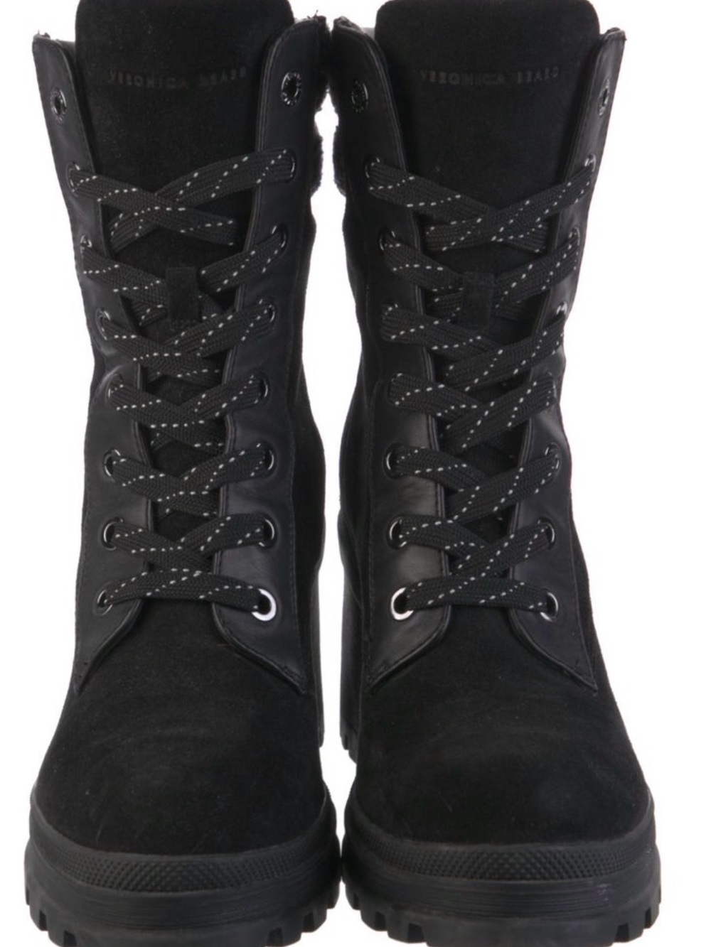 Veronica Beard Black Lace-Up Combat Boots